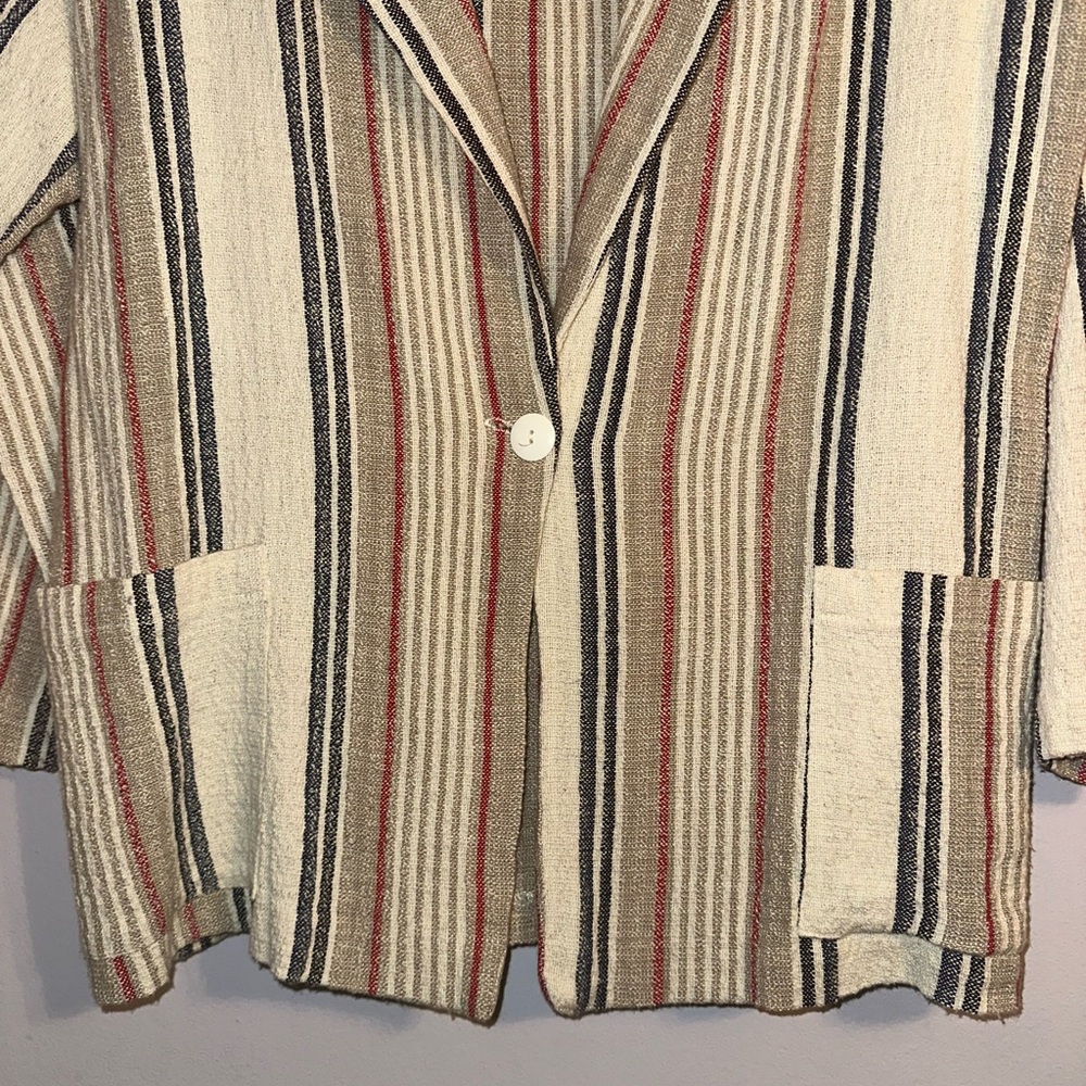 Terri Cream and Red Striped Lightweight Blazer - Picture 6 of 8